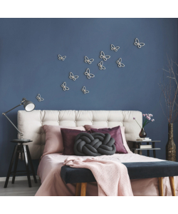 Decoro murale 3d 'white metal butterflies'